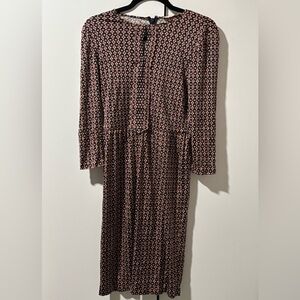 Women’s Tory Burch Brown and Tan Long Sleeve Dress